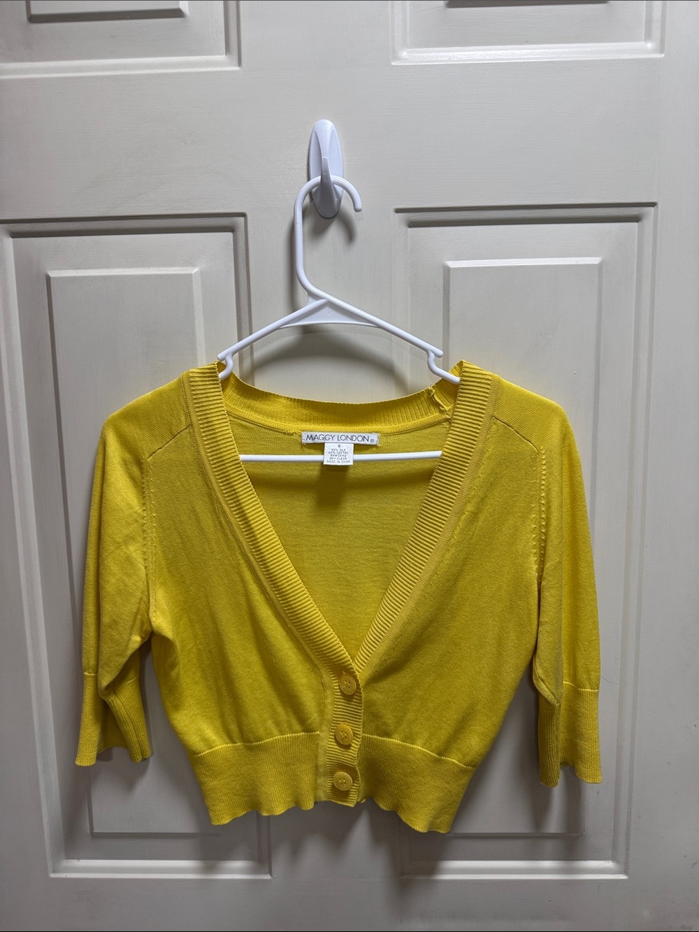Vintage Maggy London Yellow Cropped Button-Front Sweater size S